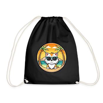 Ragdoll Cat Breed Cartoon Sunglasses Beach - Drawstring Bag - black - Front