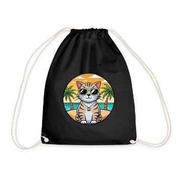 Scottish Fold Shorthair Cat Breed Cartoon Beach - Sac de sport léger - noir - Devant