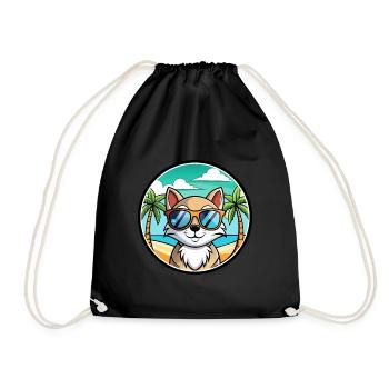 Schneeschuh Katze Rasse Cartoon Sonnenbrille Strand - Turnbeutel - Schwarz - Vorne