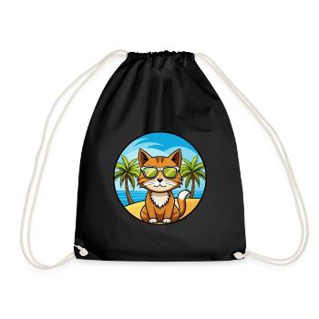 Havanna Braun Katze Rasse Cartoon Sonnenbrille Strand - Turnbeutel - Schwarz - Vorne
