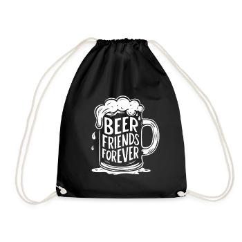 Beer Mug Saying Beer Friends Forever - Drawstring Bag - black - Front