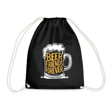 Beer Mug Saying Beer Friends Forever - Drawstring Bag - black - Front