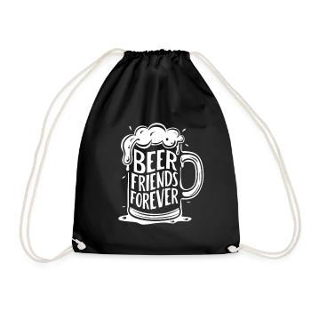 Beer Mug Saying Beer Friends Forever - Drawstring Bag - black - Front