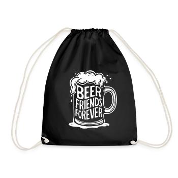 Beer Mug Saying Beer Friends Forever - Drawstring Bag - black - Front