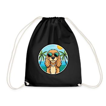 American Cocker Spaniel Hunderasse Cartoon Beach - Turnbeutel - Schwarz - Vorne