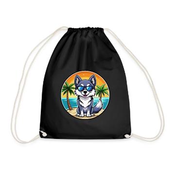 Alaskan Klee Kai Chien Race Dessin Animé Lunettes De Soleil Plage - Sac de sport léger - noir - Devant