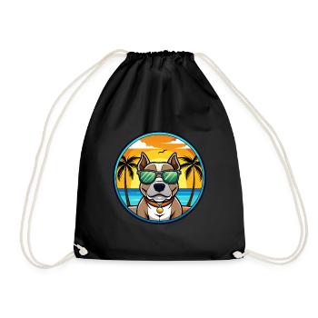 American Pitbull Terrier Hunderasse Cartoon Beach - Turnbeutel - Schwarz - Vorne