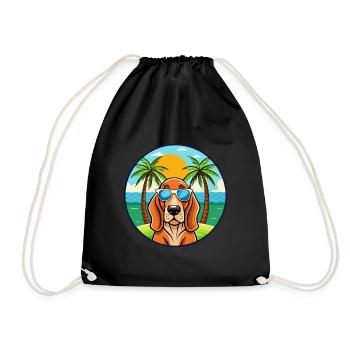 Basset Fauve De Bretagne Hunderasse Cartoon Strand - Turnbeutel - Schwarz - Vorne