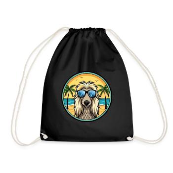 Afghanischer Windhund Hunderasse Cartoon Sonnenbrille Strand - Turnbeutel - Schwarz - Vorne