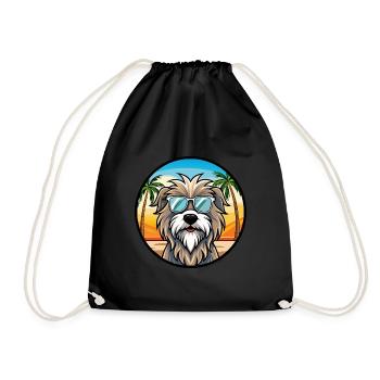 Bergamasco Shepherd Dog Breed Cartoon Sunglasses - Drawstring Bag - black - Front