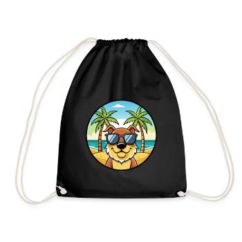 Berger De Beauce Dog Breed Cartoon Sunglass Beach - Drawstring Bag - black - Front