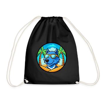 Lunettes de soleil de dessin animé de race de chien en dentelle bleue plage - Sac de sport léger - noir - Devant