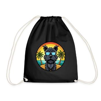 Lunettes de soleil de dessin animé de race de chien terrier russe noir - Sac de sport léger - noir - Devant