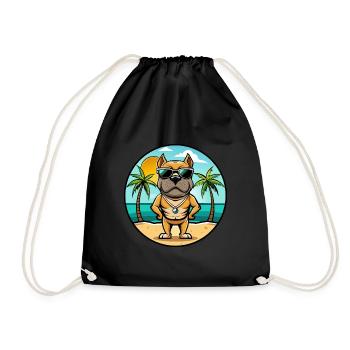 Bull Boxer Dog Breed Cartoon Sunglasses Beach - Drawstring Bag - black - Front