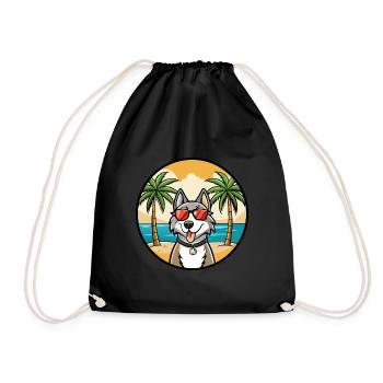 Lunettes de soleil de dessin animé de race de chien esquimau canadien plage - Sac de sport léger - noir - Devant