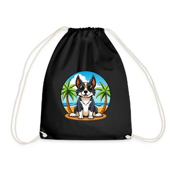 Appenzeller Sennenhund Dog Breed Cartoon Beach - Drawstring Bag - black - Front