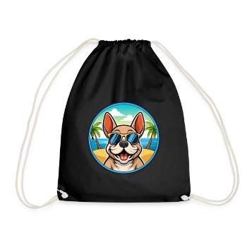 Chien Français Chien Race Dessin Animé Lunettes De Soleil Plage - Sac de sport léger - noir - Devant