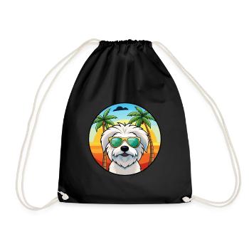 Coton De Tulear Hunderasse Cartoon Sonnenbrille Strand - Turnbeutel - Schwarz - Vorne