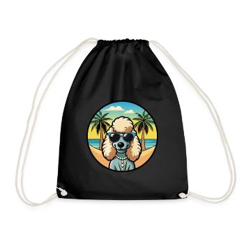 Corded Poodle Hunderasse Cartoon Sonnenbrille Strand - Turnbeutel - Schwarz - Vorne