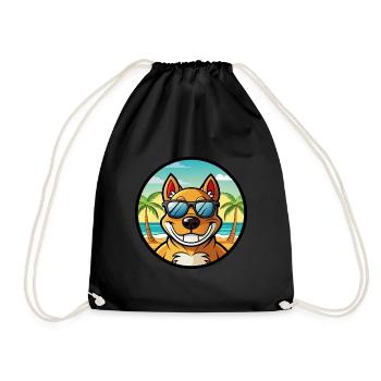 Cordoba Fighting Dog Breed Cartoon Sunglass Beach - Drawstring Bag - black - Front