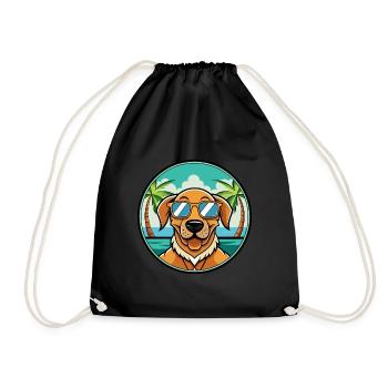 Dänische Broholmer Hunderasse Cartoon Sonnenbrille Strand - Turnbeutel - Schwarz - Vorne