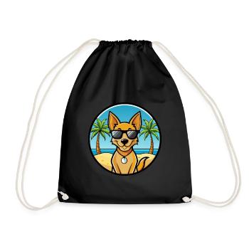 Dingo Hund Rasse Cartoon Sonnenbrille Strand - Turnbeutel - Schwarz - Vorne