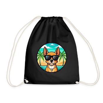 Englische Spielzeug Terrier Hund Rasse Cartoon Sonnenbrille - Turnbeutel - Schwarz - Vorne