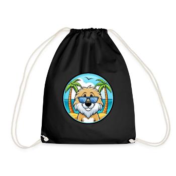 Friesische Wasserhundrasse Cartoon Sonnenbrille Strand - Turnbeutel - Schwarz - Vorne