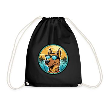 Deutscher Windhund Rasse Cartoon Sonnenbrille Strand - Turnbeutel - Schwarz - Vorne