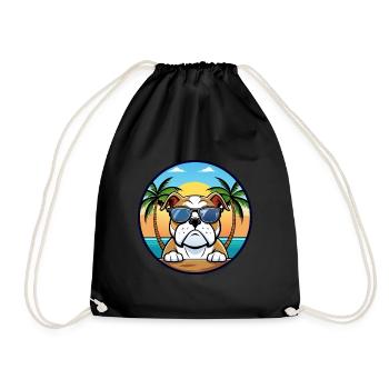 Bouledogue anglais race dessin animé lunettes de soleil plage - Sac de sport léger - noir - Devant