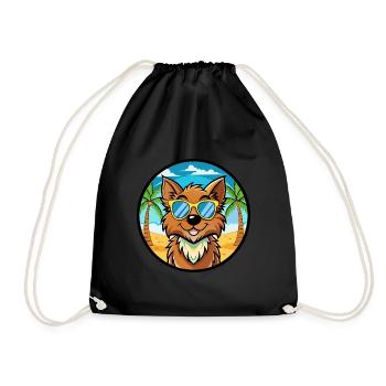 Griffon Nivernais Dog Breed Cartoon Sunglass Beach - Drawstring Bag - black - Front