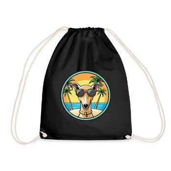 Lévrier italien race chien dessin animé lunettes de soleil plage - Sac de sport léger - noir - Devant
