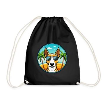 Ibizan Hound Dog Breed Cartoon Sunglasses Beach - Drawstring Bag - black - Front