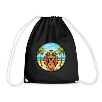 Irish Setter Dog Breed Cartoon Sunglasses Beach - Drawstring Bag - black - Front