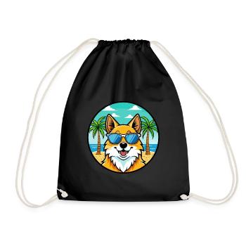 Deutscher Spitz Hund Rasse Cartoon Sonnenbrille Strand - Turnbeutel - Schwarz - Vorne