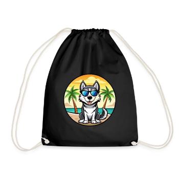 Labrador Husky Chien Race Dessin Animé Lunettes De Soleil Plage - Sac de sport léger - noir - Devant
