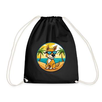 Kangaroo Dog Breed Cartoon Sunglasses Beach - Drawstring Bag - black - Front