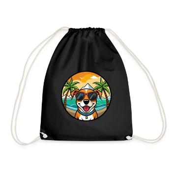 Mountain Cur Hund Rasse Cartoon Sonnenbrille Strand - Turnbeutel - Schwarz - Vorne