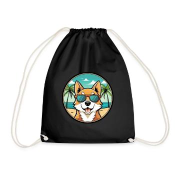 Lundehund Chien Race Dessin Animé Lunettes de soleil Plage - Sac de sport léger - noir - Devant