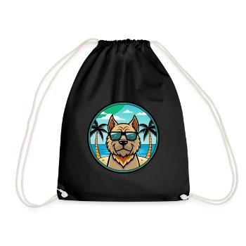 Mallorca Mastiff Dog Breed Cartoon Sunglass Beach - Drawstring Bag - black - Front