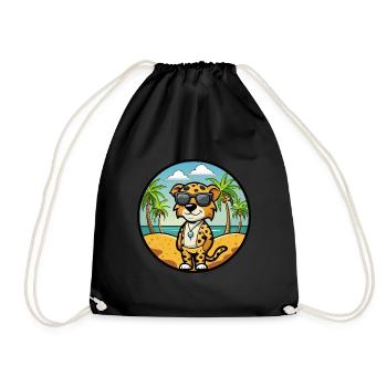 Léopard Chien Race Chien Dessin Animé Lunettes De Soleil Plage - Sac de sport léger - noir - Devant