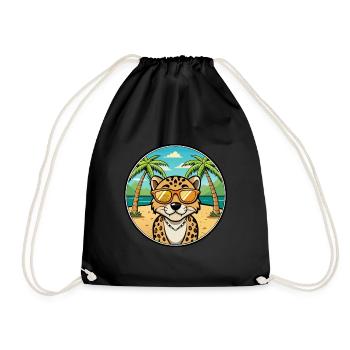 Léopard Cur Chien Race Dessin Animé Lunettes de soleil Plage - Sac de sport léger - noir - Devant