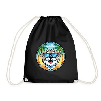 Maltese Dog Breed Cartoon Sunglasses Beach - Drawstring Bag - black - Front