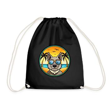 Mudi Hunderasse Cartoon Sonnenbrille Strand - Turnbeutel - Schwarz - Vorne