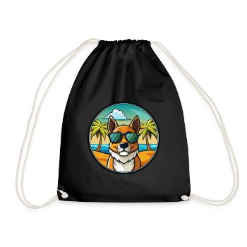 New Zealand Huntaway Dog Breed Cartoon Sunglasses - Drawstring Bag - black - Front