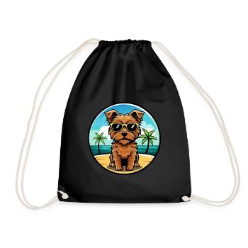 Norfolk Terrier Chien Race Dessin Animé Lunettes de Soleil Plage - Sac de sport léger - noir - Devant
