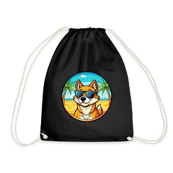 Neuguinea Singende Hunderasse Cartoon Sonnenbrille - Turnbeutel - Schwarz - Vorne