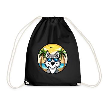 Nördliche Inuit Hunderasse Cartoon Sonnenbrille Strand - Turnbeutel - Schwarz - Vorne