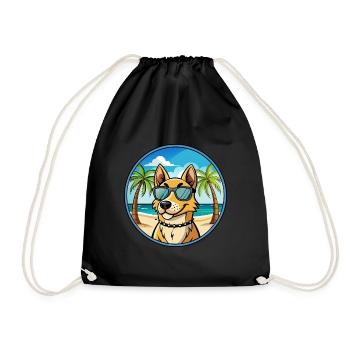 Norwegischer Windhund Rasse Cartoon Sonnenbrille Strand - Turnbeutel - Schwarz - Vorne