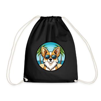 Papillon Chien Race Dessin Animé Lunettes de Soleil Plage - Sac de sport léger - noir - Devant